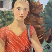 Portrait de femme, Huile sur toile, Th. Lantz