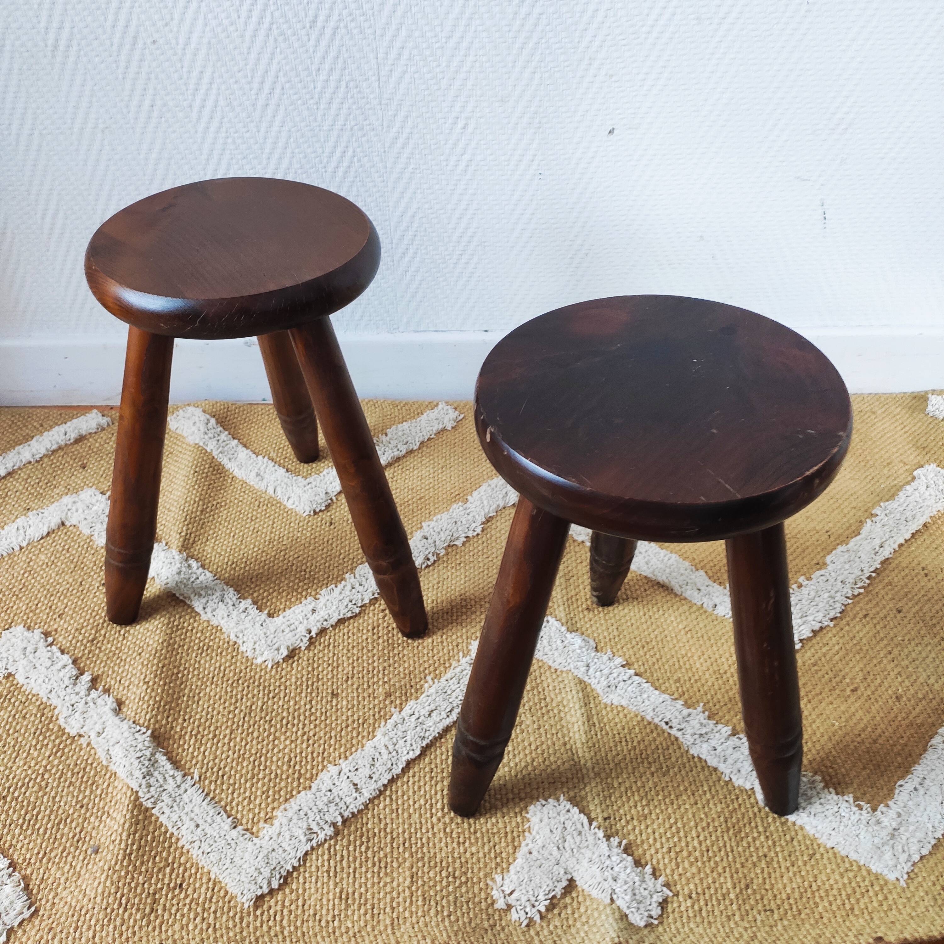 Vintage tripod stool pair