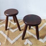 Vintage tripod stool pair