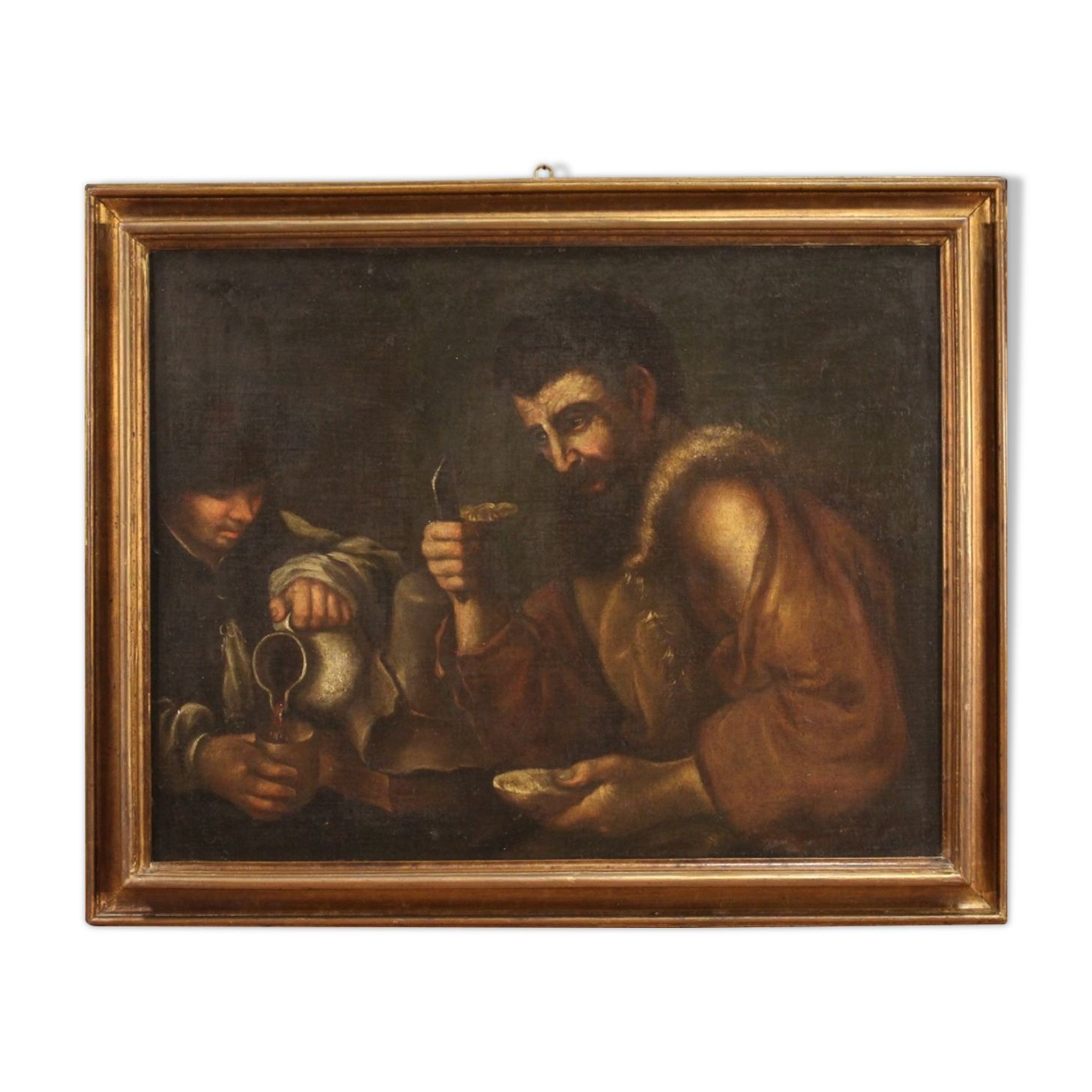 Antique painting from 17th century, interior of a tavern