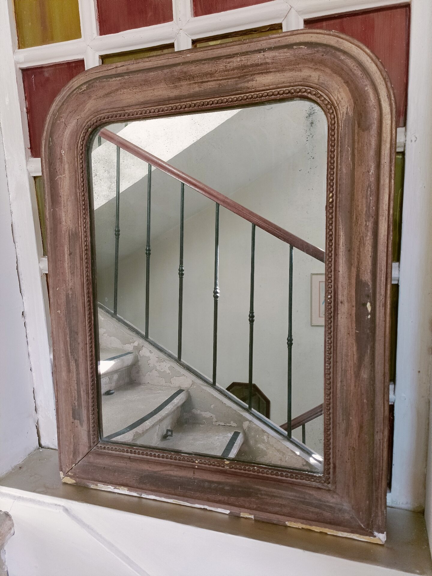 Louis Philippe gilded and pearl mirror