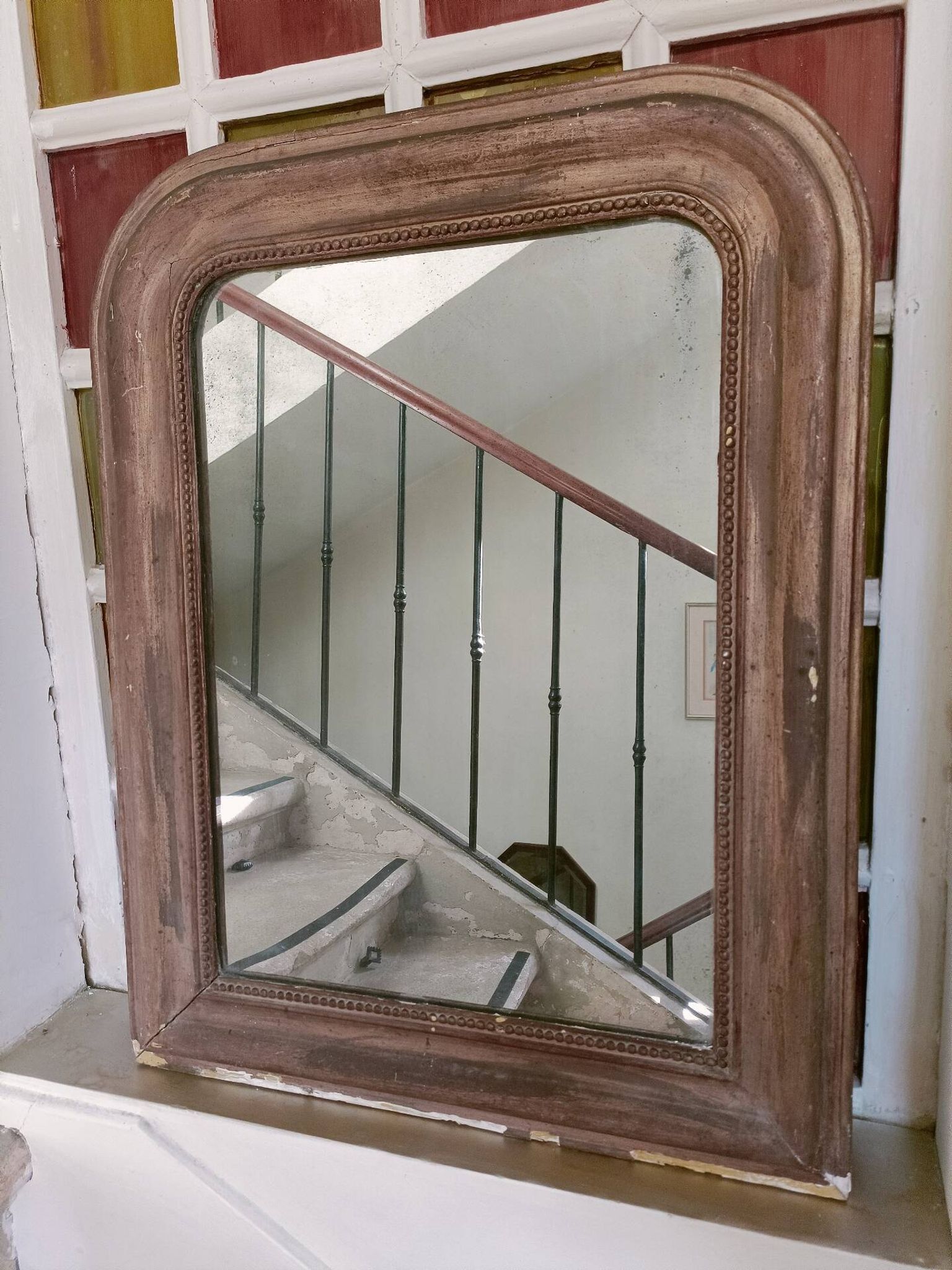 Miroir Louis Philippe doré et perlé