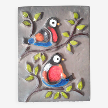 Vintage glazed ceramic wall plaque