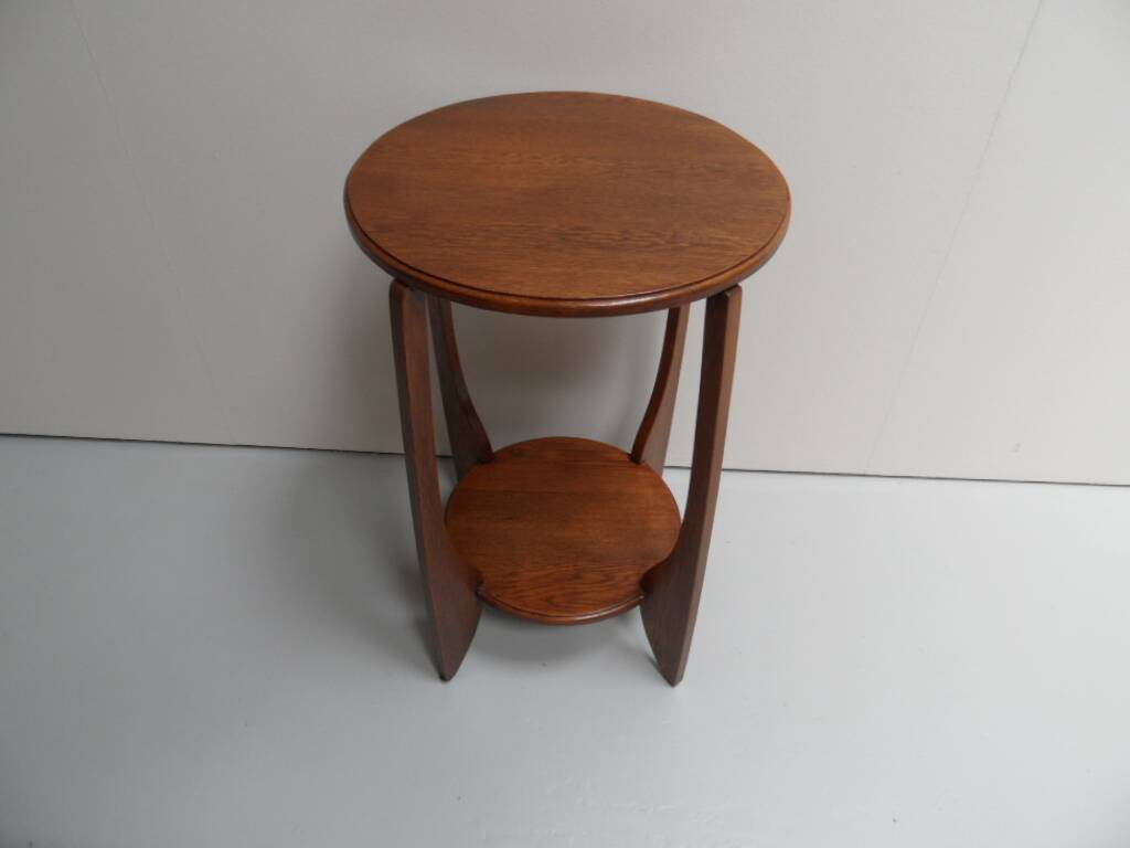 Table d'appoint ronde en chêne Art Déco