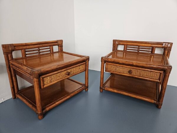 Table de chevet maugrion rotin prestige