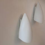 Pair of vintage white opaline wall lights, France 1970s