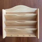 Wooden wall-mounted mail and key holder