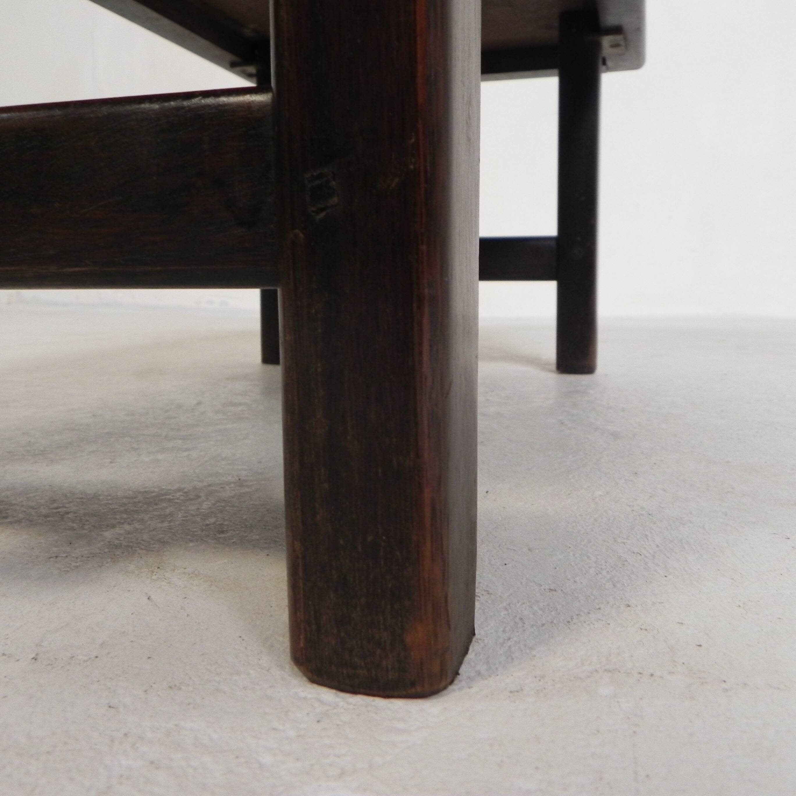 Square tile table from Vallauris, signed Dan with an image of a fantastic bird, 1960s.