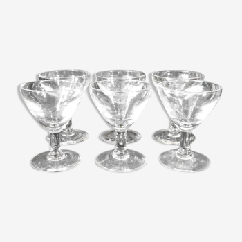 Set de 6 verres de bistrot ancien en verre soufflé