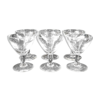 6 glasses of old blown glass bistro