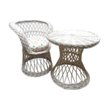 Rattan chair and table