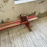 1950s oak bench with red patina, 2m