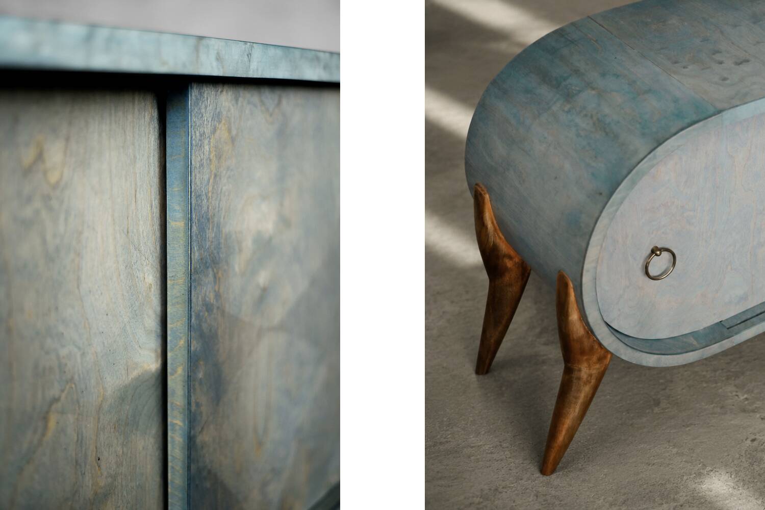 Mid-Century Modern Italian Turquoise Streamline Wood Sideboard, 1960s