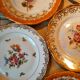 6 mismatched dessert plates decorated with roses