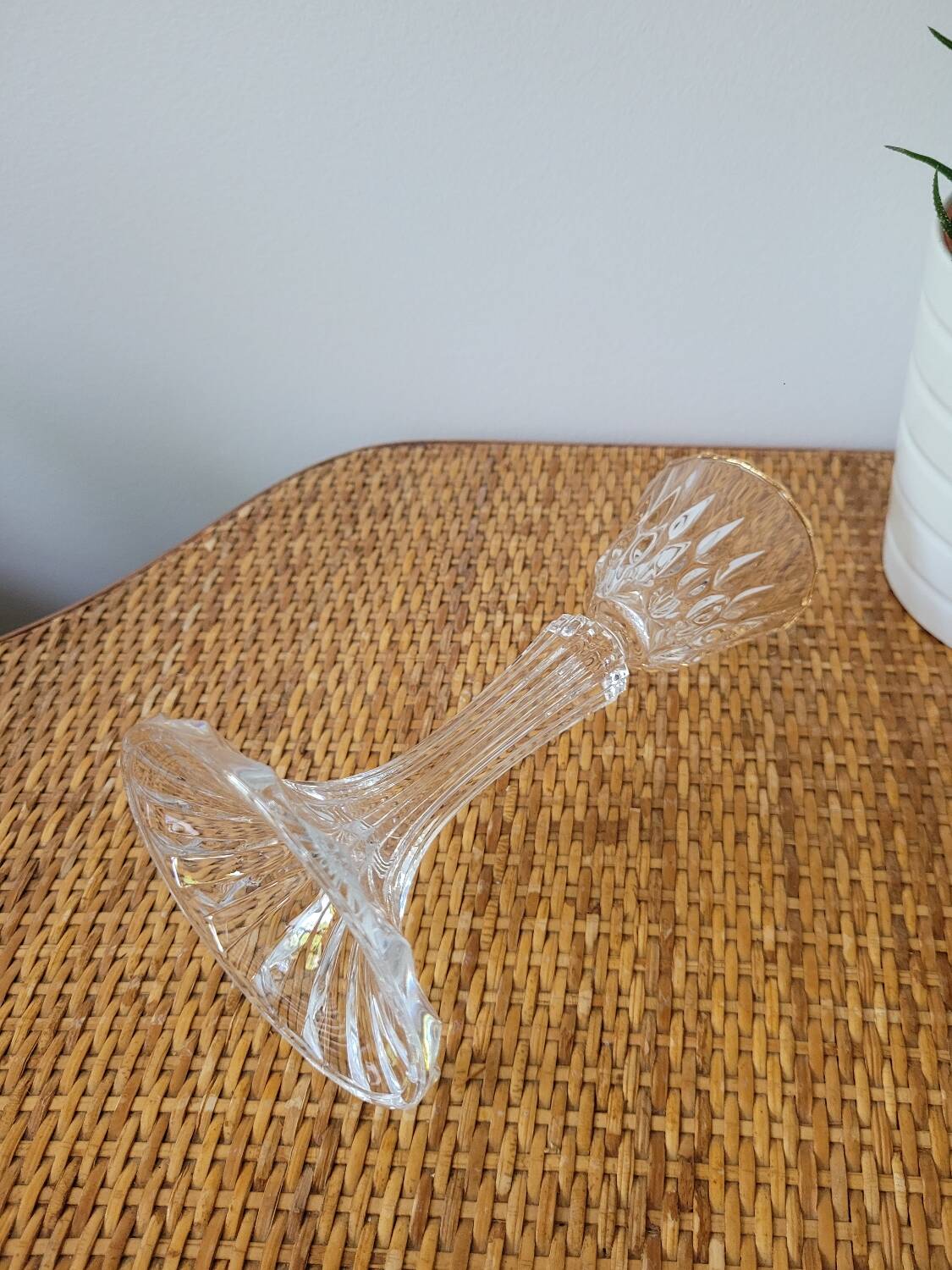 Crystal candlestick with golden rim