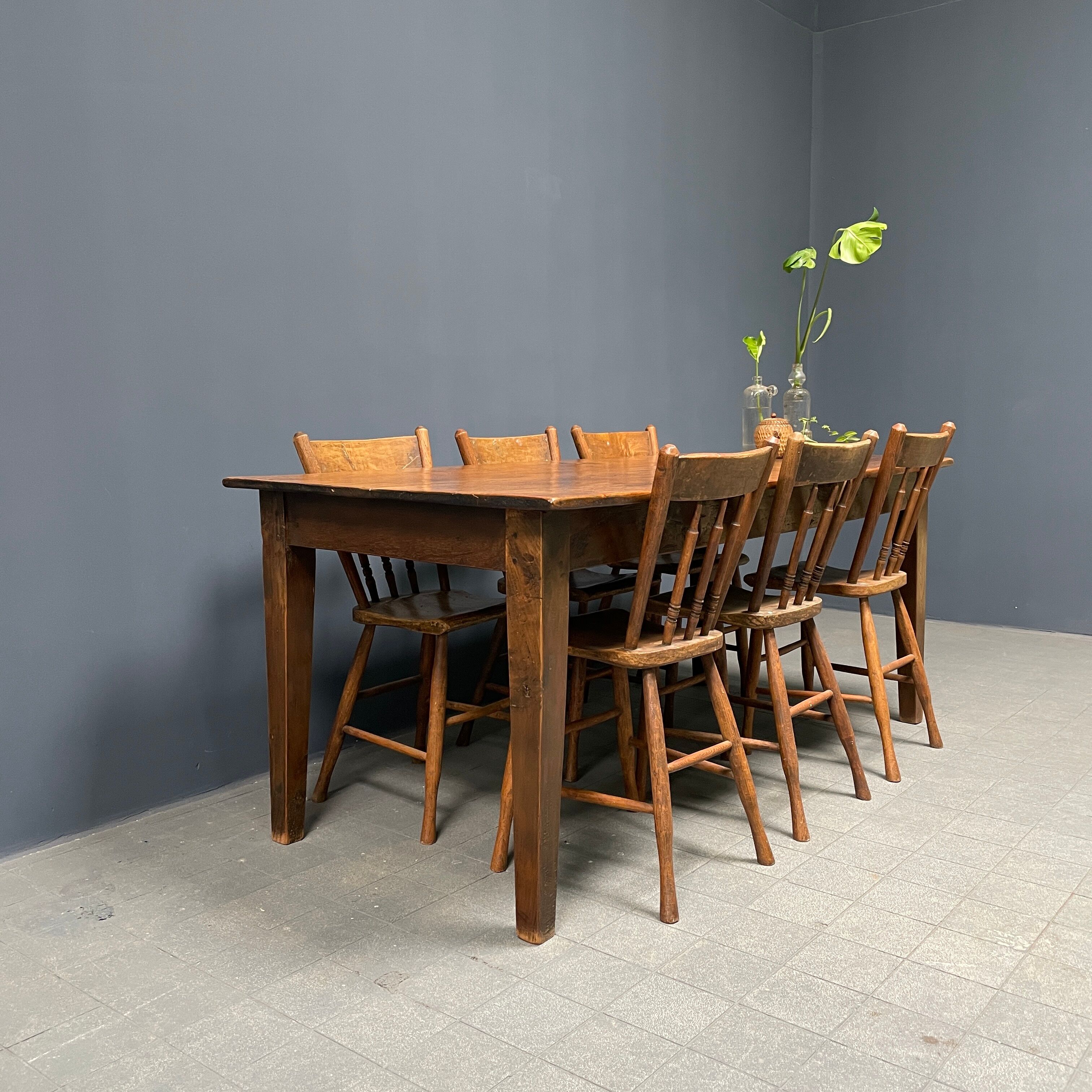 Rustic french farmhouse dining table made of oak and elm