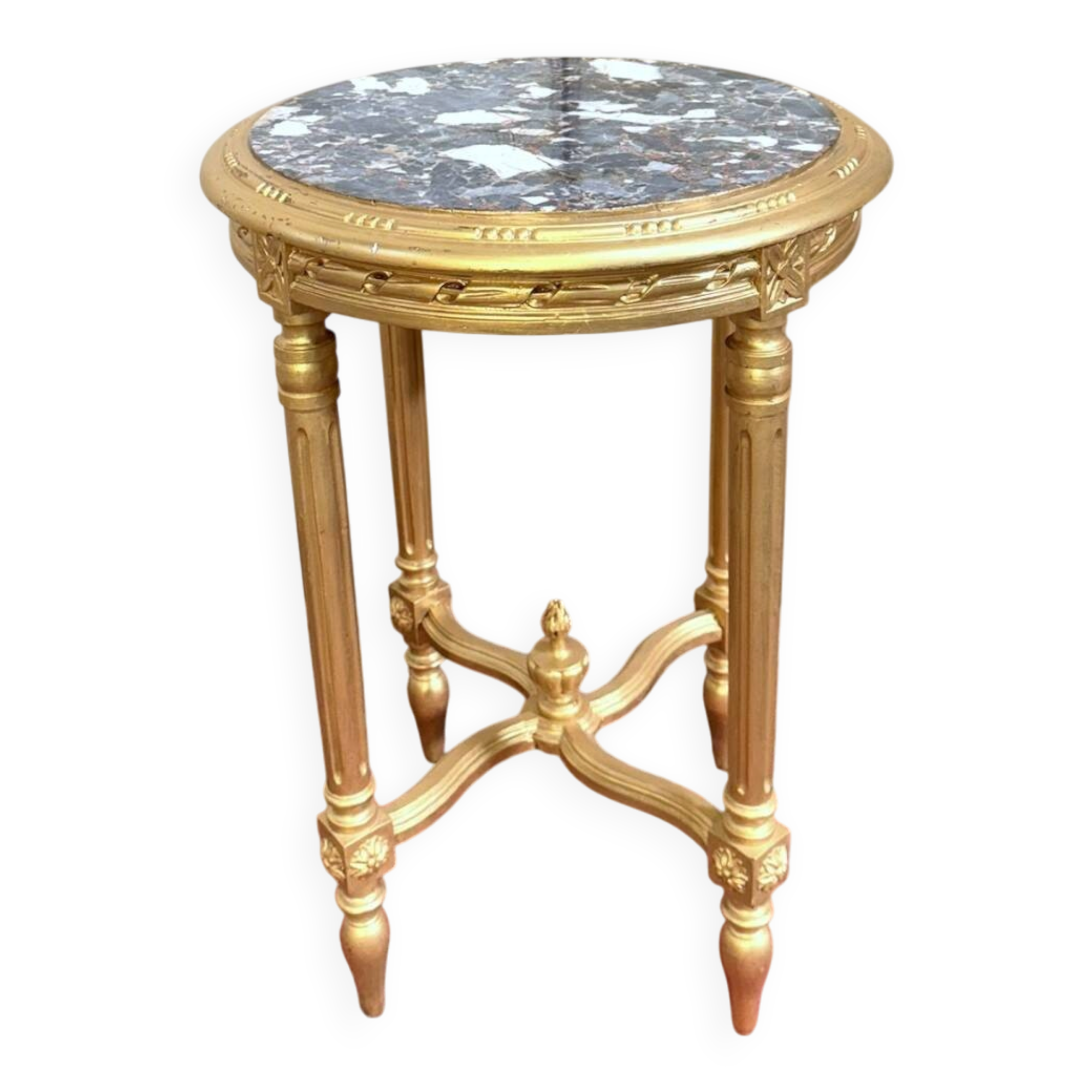 guéridon rond en bois doré, de style Louis XVI
