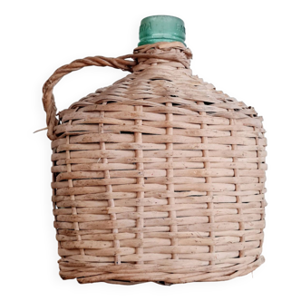 Glass and rattan demijohn carboy