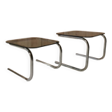 2 nesting tables in glass and chrome metal