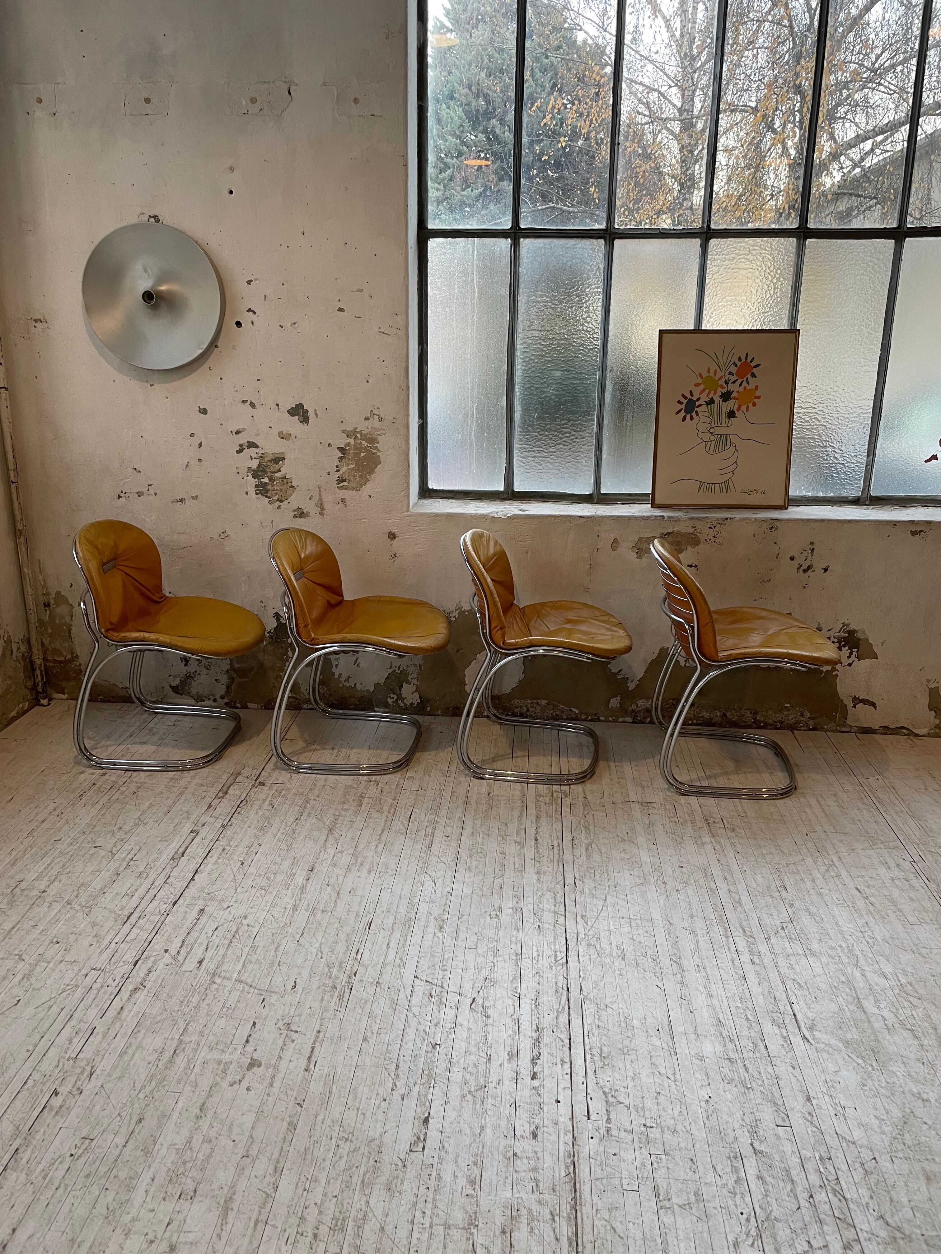 4 chairs Rinaldi "Sabrina" yellow leather
