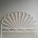 Peacock headboard white wicker