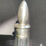 Carafe à liqueur cristal taillé et argent poinçonné Tête de Minerve