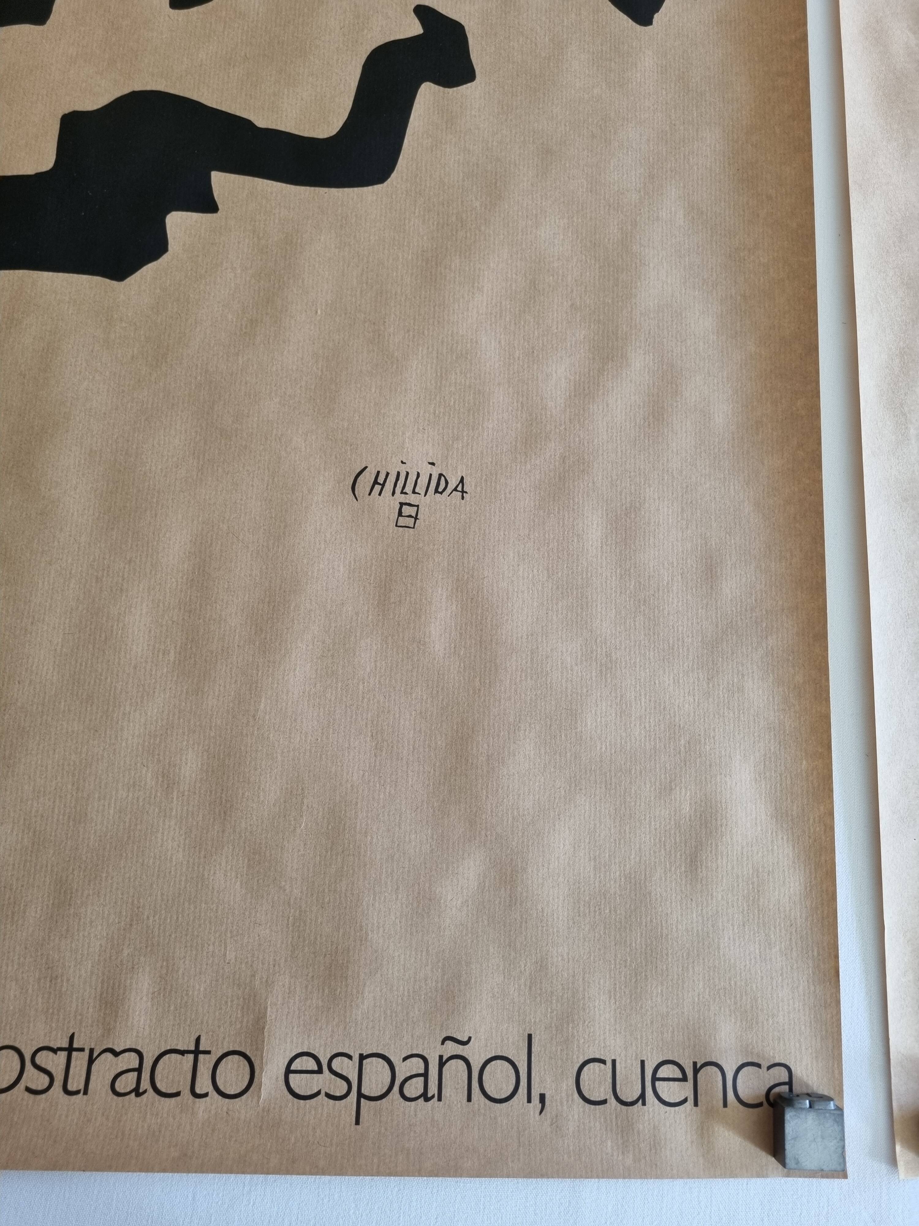 Two Eduardo Chillida screen-printed posters, abstraction on kraft paper, 50 x 70 cm