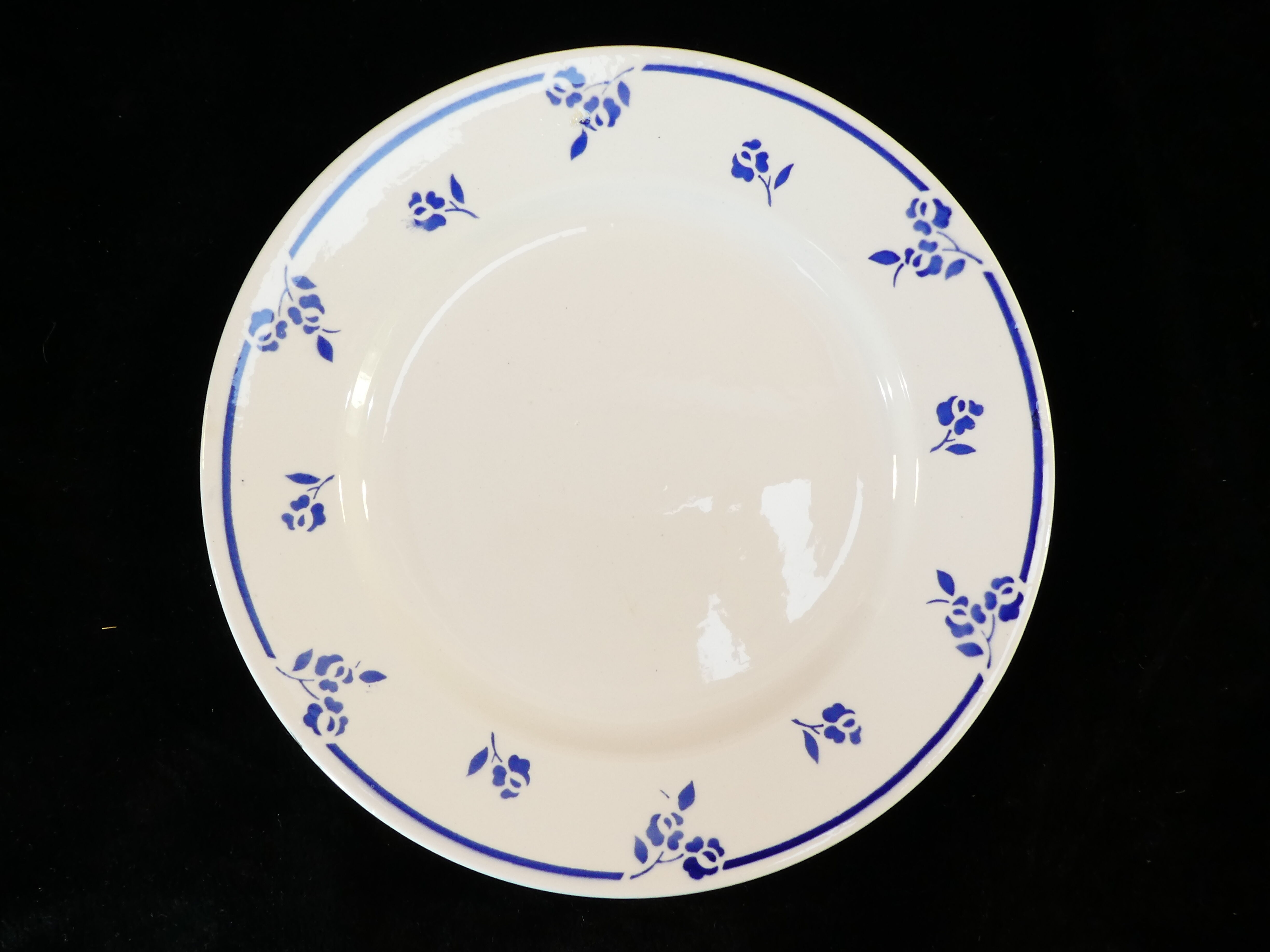 6 assiettes plates en faience de digoin sarreguemines petite fleur bleu