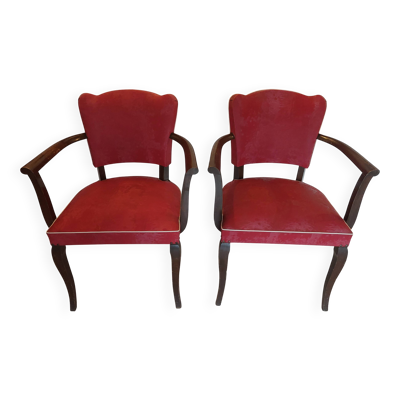 paire de fauteuils bridges rouge