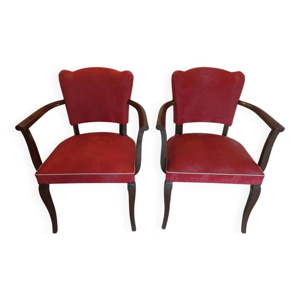 paire de fauteuils bridges rouge