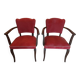 pair of red bridge armchairs