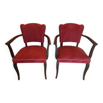 pair of red bridge armchairs