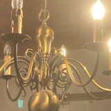 Dutch chandelier eight branch three solid bronze sconces