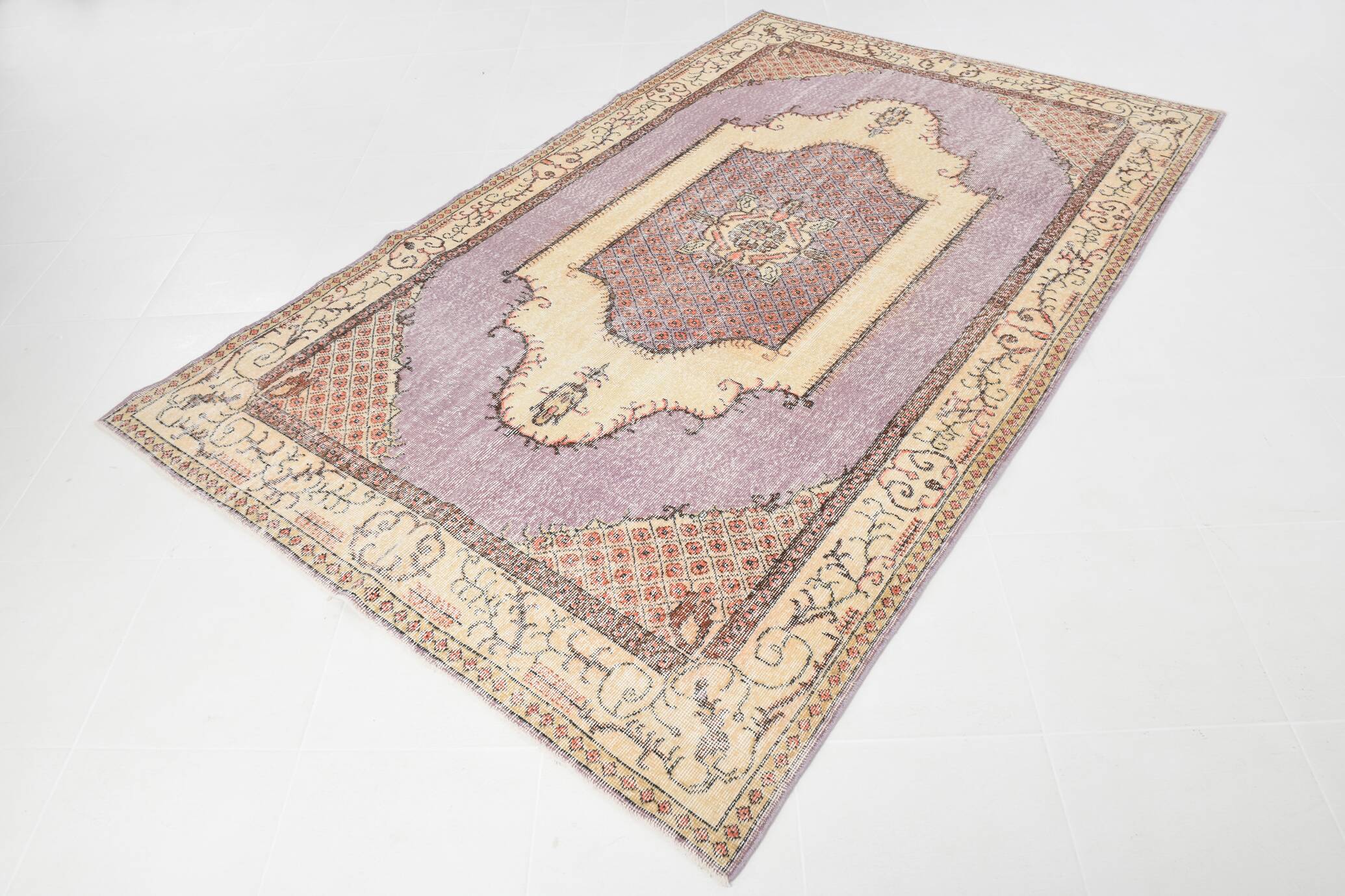 Lilac & Beige Orientel Boho Vintage Persian Rug, 176x282 Cm