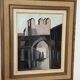 Original mid-century Swedish oil on canvas – “Entrance” by Reuben Hedin – vintage & framed – 55 × 63 cm