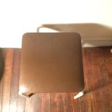 70's brown metal and faux leather stool