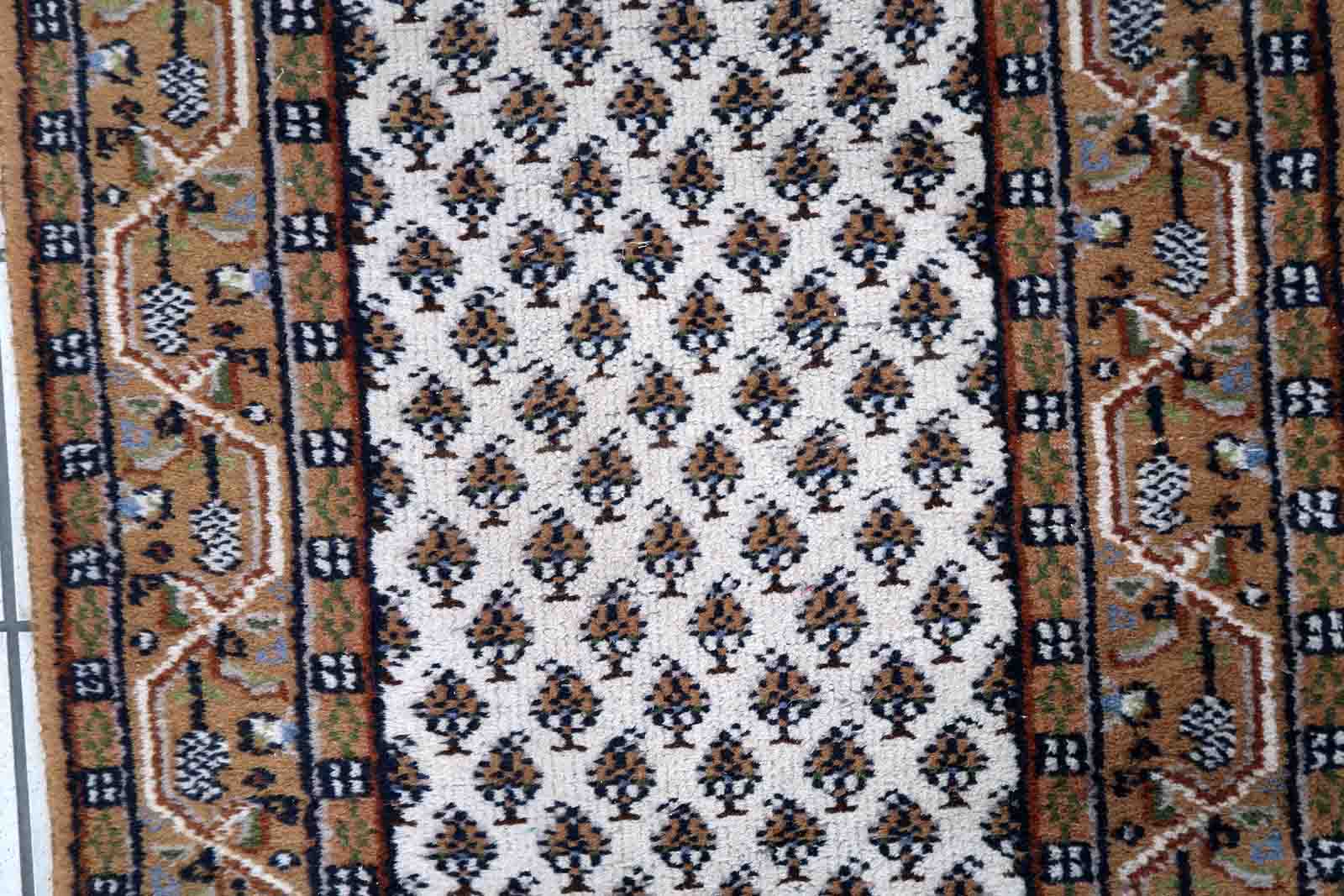 Vintage Indian Carpet Seraband handmade 71cm x 266cm 1970s
