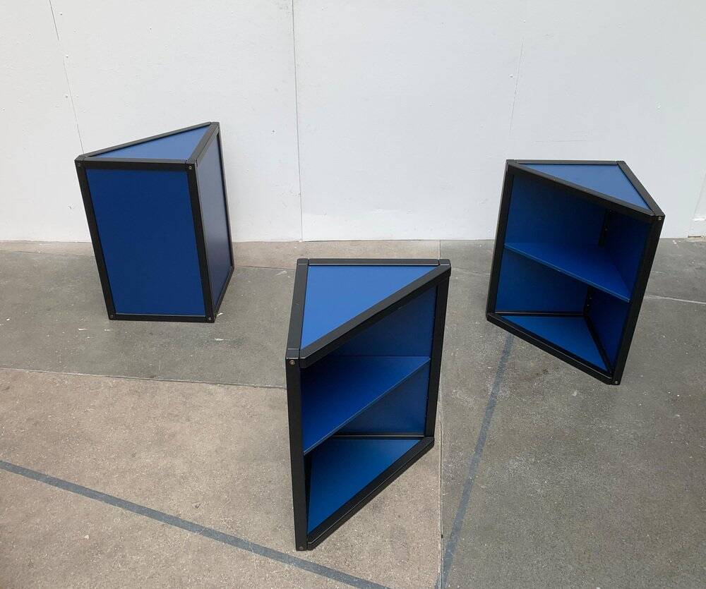 Vintage corner containers from the postmodern German profile system by Elmar Flötotto for Flötotto, set of 3.