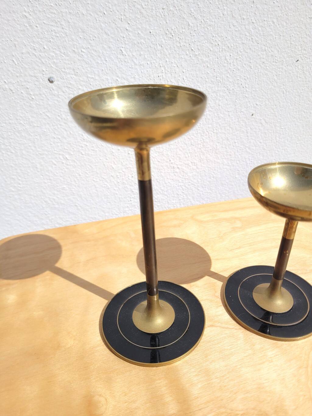 Pair of brass candlesticks or candle holders