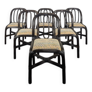 Série de 6 chaises en - rotin noir