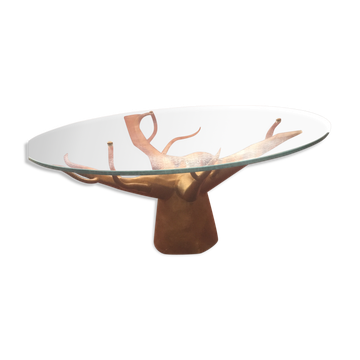 Coffee table glass foot baobab