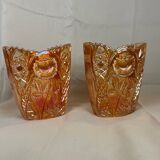 Pair of garden rose vases made of Brockwitz carnival glass, 1915