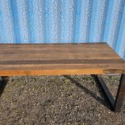 Industrial table 200 x 100 cm with wooden top + metal base
