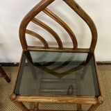 Pair of bamboo and rattan bedside tables