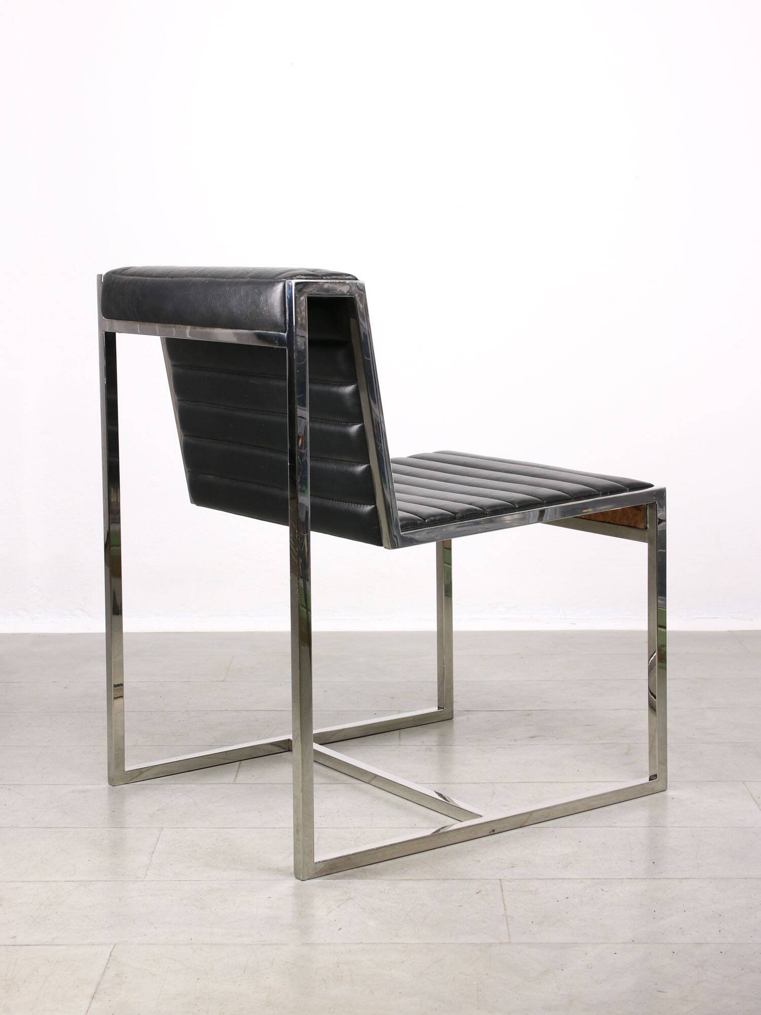 Vintage Bauhaus Black Chair in Chrome and Leatherette