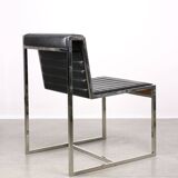 Vintage Bauhaus Black Chair in Chrome and Leatherette