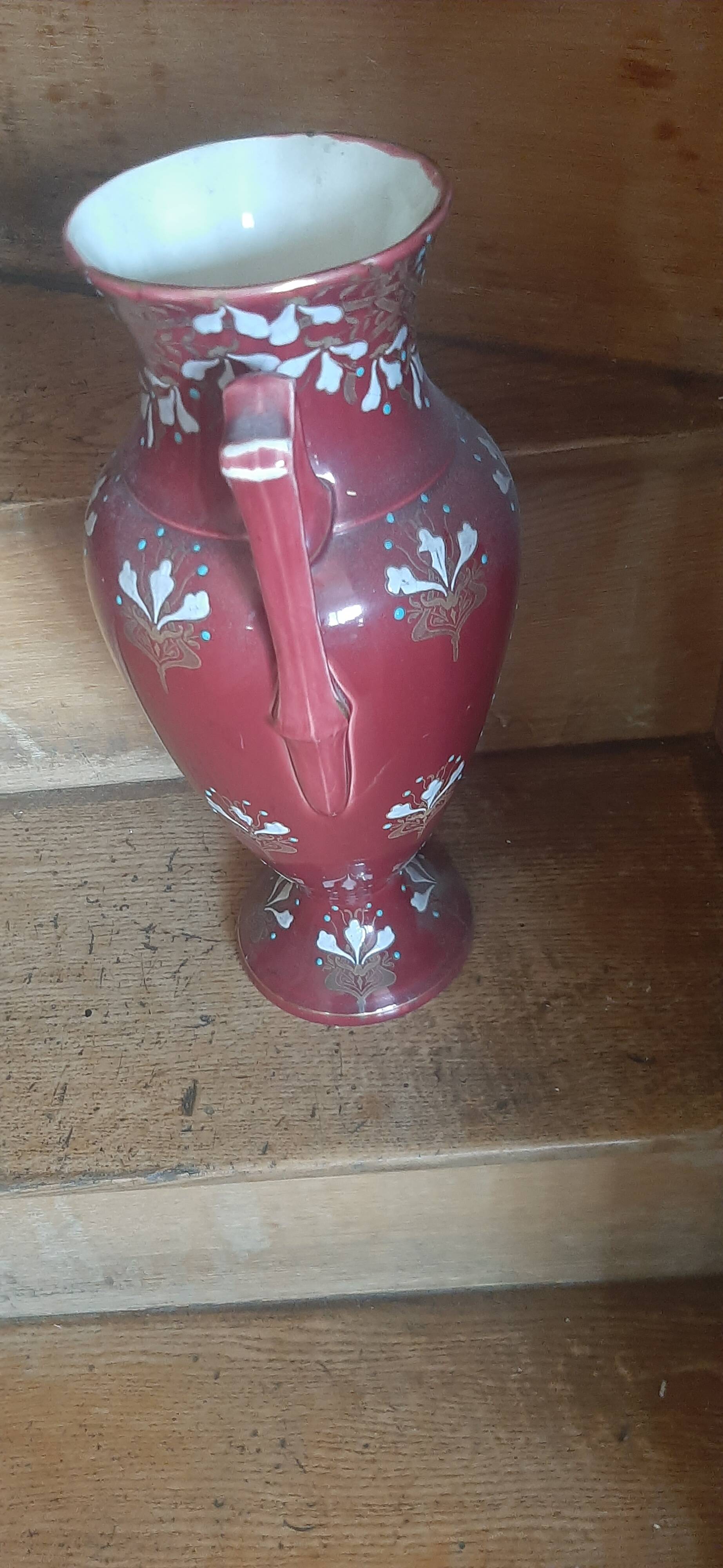 Pair of BKF earthenware vases and planter