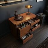 1970s Italian walnut Angelo Mangiarotti 4D series cabinet bar