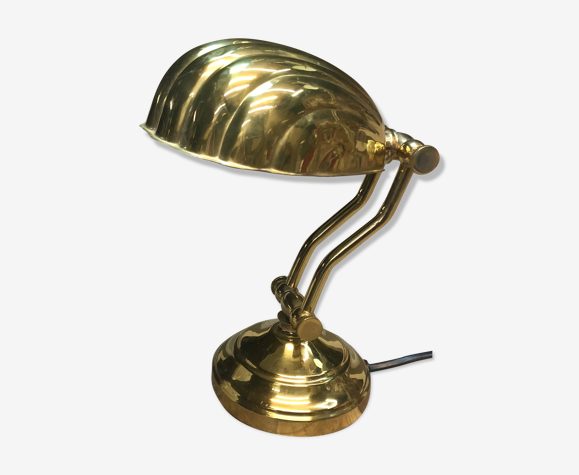Lampe de chevet coquillage design vintage 80 laiton massif | Selency