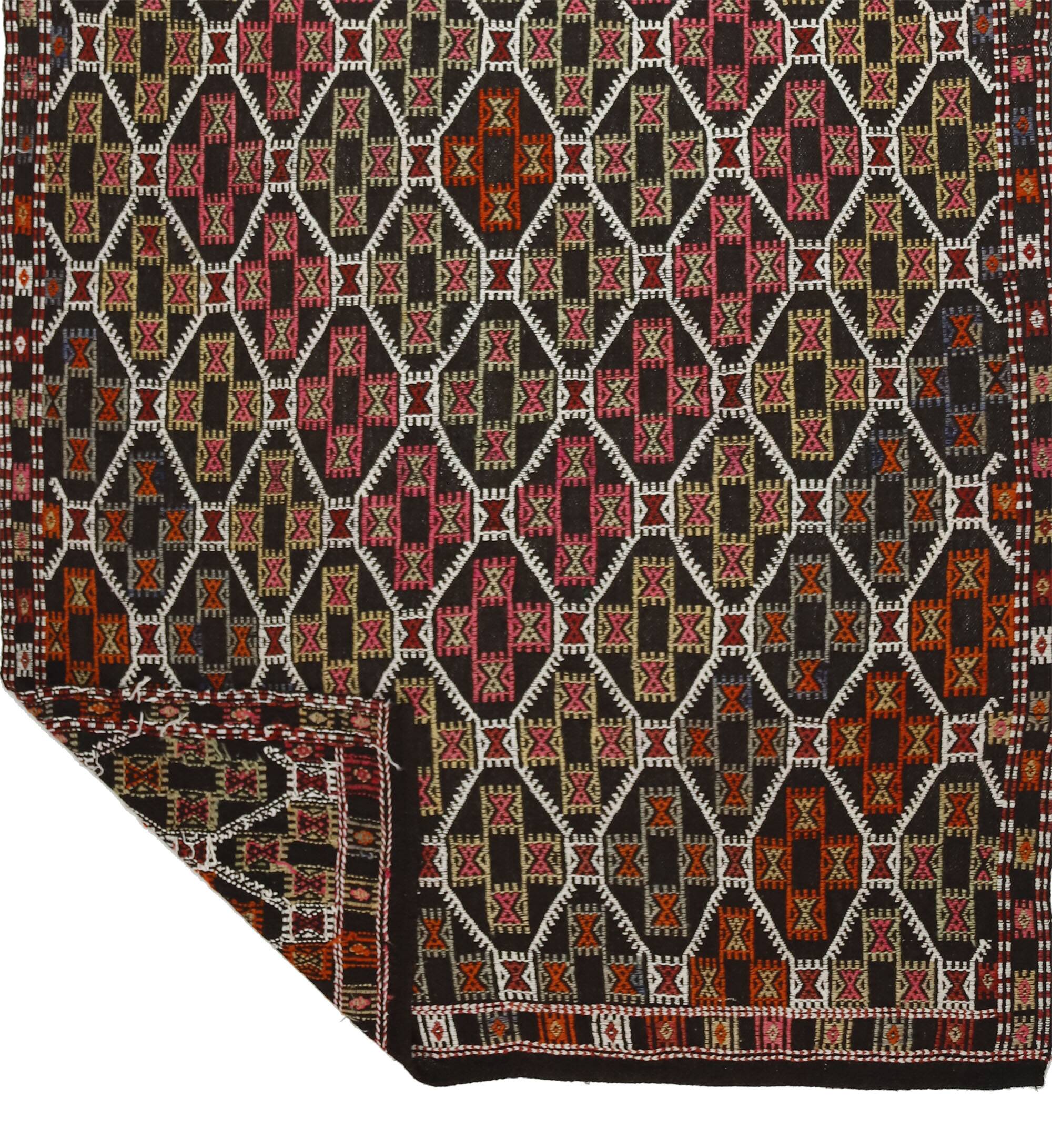 Area kilim rug ,vintage wool turkish handknotted kilim, 300 cmx 165 cm rug